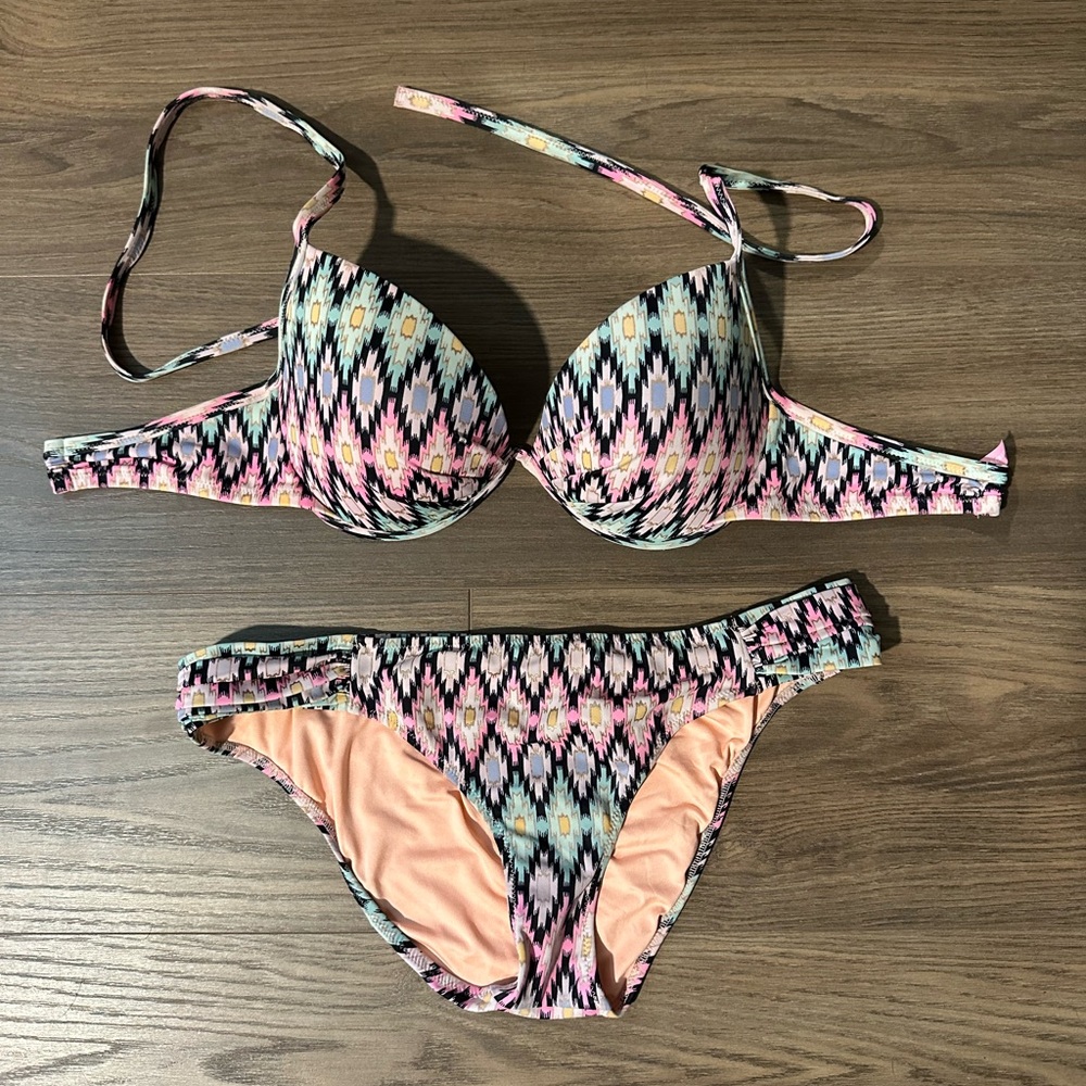 Victoria's Secret Pink and Black Patterned Bikini